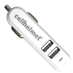 cellhelmet 4.8-Amp 3-Port USB Car Charger with USB-A to Lightning Flat Cable, 3 Feet (CAR-4.8/3-B+F-LIGHT-3-W)