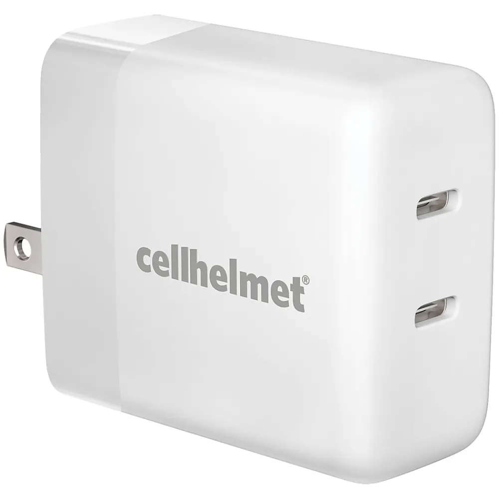 Dual Wall Black Charger with 2 USB-C Ports, 20-Watt, White (WALL-PD-20W-C-C)<cellhelmet Sale