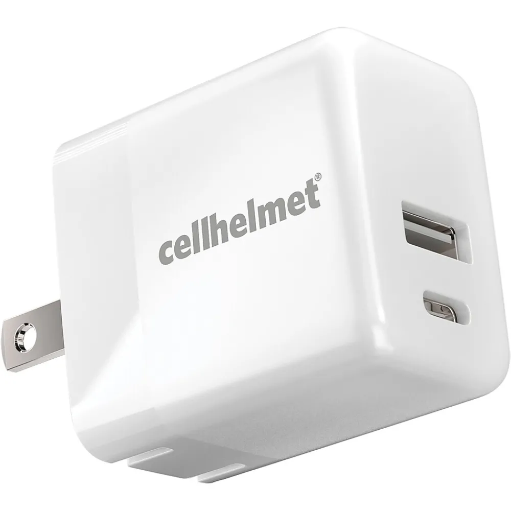 Dual Wall Block Charger with USB and USB-C Port, 20-Watt, White (WALL-PD-20W-A-C)<cellhelmet Sale