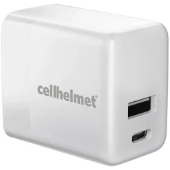 Dual Wall Block Charger with USB and USB-C Port, 20-Watt, White (WALL-PD-20W-A-C)<cellhelmet Sale