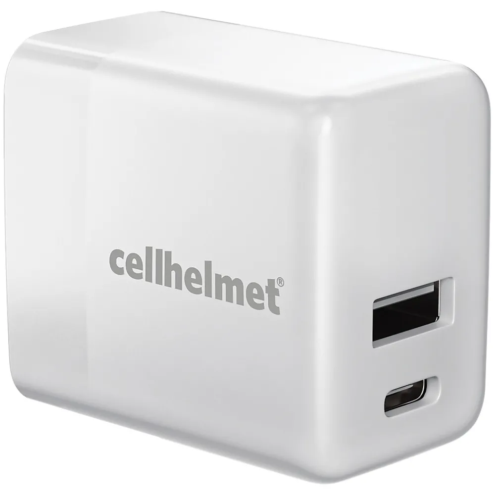 Dual Wall Block Charger with USB and USB-C Port, 20-Watt, White (WALL-PD-20W-A-C)<cellhelmet Sale