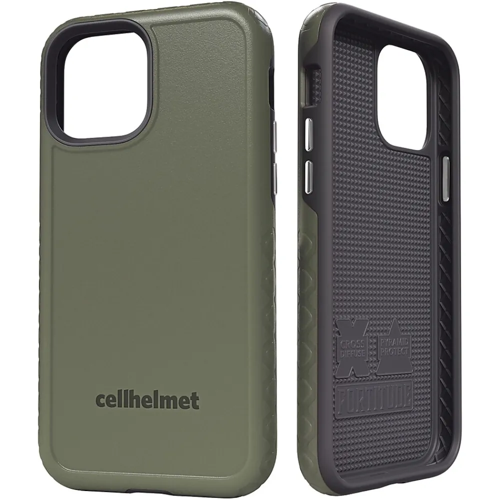cellhelmet Fortitude Rugged Case for iPhone 12/12 Pro, Shock Absorbing, Olive Drab Green (CHELCFORTI61OD)