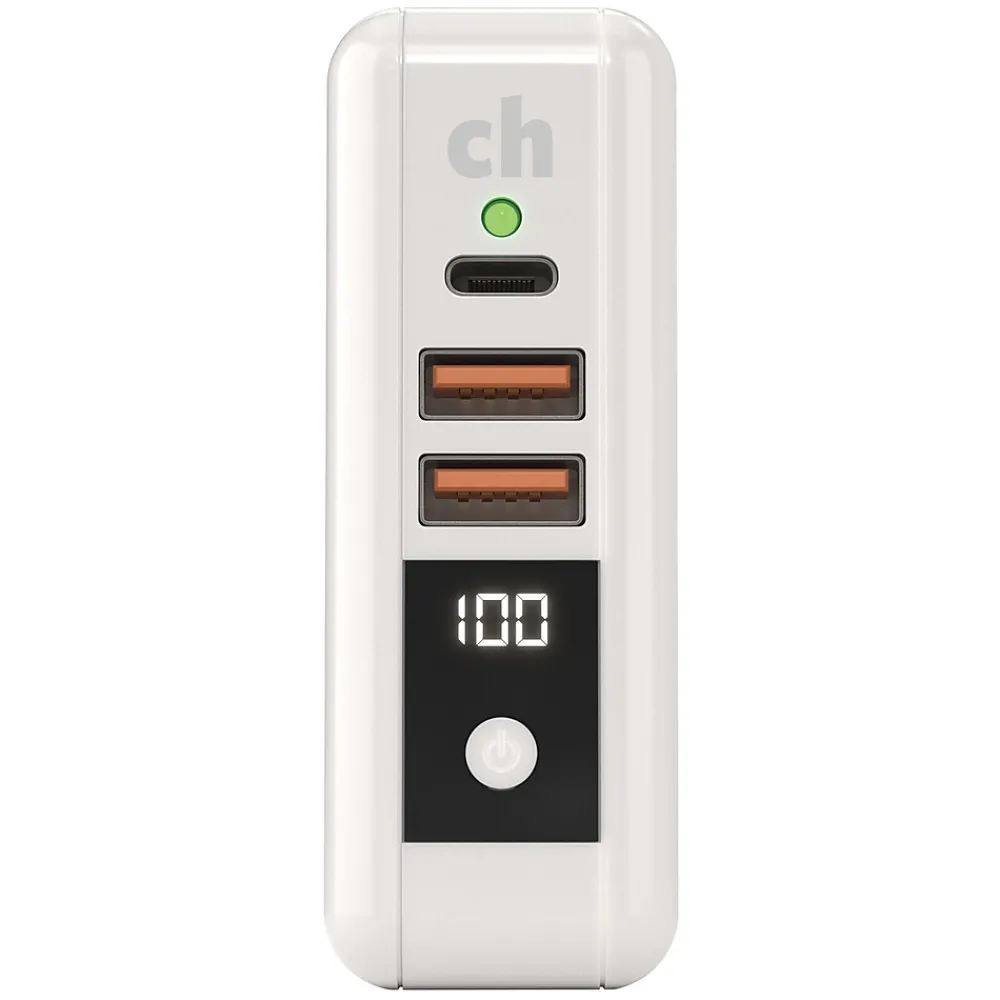 Multi-Charge Pro 8,000 mAh Power Bank and Qi Wireless Charger with 1 USB-C and 2 USB Outputs, White (CHQi-ALL)<cellhelmet Sale