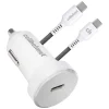 Single-USB Power Delivery Car Charger with USB-C to USB-C Round Cable, 3 ft., 25-Watt, White (CAR-PD-25W+R-C)<cellhelmet Outlet