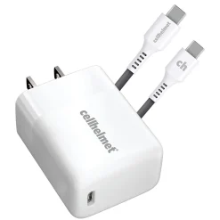 Single-USB Power Delivery Wall Charger with USB-C to USB-C Round Cable, 3 ft., 25-Watt, White (WALL-PD-25W+R-C)<cellhelmet Sale