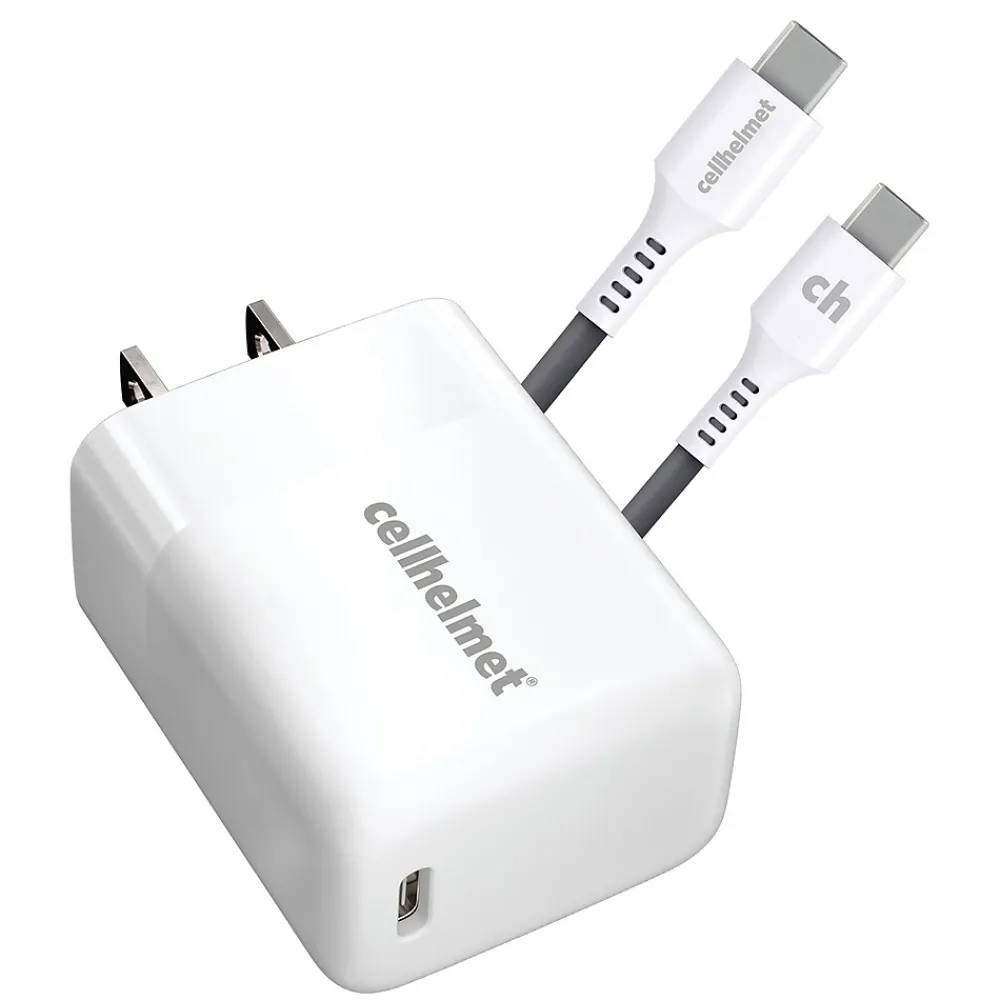 Single-USB Power Delivery Wall Charger with USB-C to USB-C Round Cable, 3 ft., 25-Watt, White (WALL-PD-25W+R-C)<cellhelmet Sale