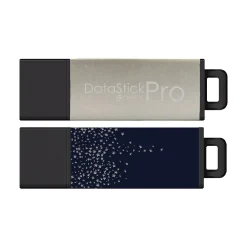 Outlet Centon DataStick Pro2 64GB USB 3.0 Type-A Flash Drives, Silver/Navy, 2/Pack (C1-U3P017-64G-2)