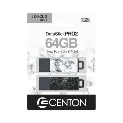 Discount Centon DataStick Pro2 64GB USB 3.2 Type A Flash Drive, Marble Stormy/Marble Onyx, 2/Pack (C1-U3T026-64G-2)