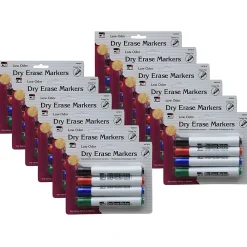 Markers|CLI Charles Leonard Barrel Style Low Odor Dry Erase Markers, Chisel Tip, Assorted Colors, 4 Per Pack, 12 Packs (CHL47814-12)