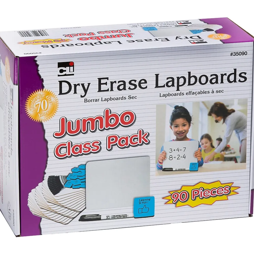 Dry Erase*Educators Resource Charles Leonard Dry Erase Lap Board Jumbo Classroom Pack, 30 Boards, 30 Dry Erase Markers, 30 Multipurpose Erasers (CHL35090)