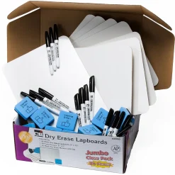 Dry Erase*Educators Resource Charles Leonard Dry Erase Lap Board Jumbo Classroom Pack, 30 Boards, 30 Dry Erase Markers, 30 Multipurpose Erasers (CHL35090)