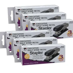 Staplers|CLI Charles Leonard Executive Half Strip Metal Stapler, 30 Sheet Capacity, Gray/Black, Pack of 6 (CHL82405-6)