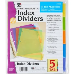 Dividers|CLI Charles Leonard Index Dividers, 5-Tab, Assorted Colors, 5 Per Pack, 12 Packs (CHL48500ST-12)