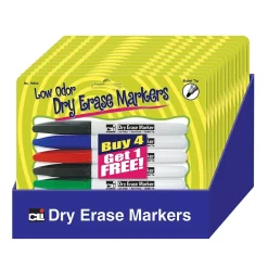 Markers|CLI Charles Leonard Low Odor Dry Erase Markers, 5 Per Pack, 12 Packs (CHL76840ST)