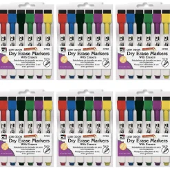 Markers|CLI Charles Leonard Magnetic Dry Erase Markers with Erasers, Fine Tip, Assorted Colors, 6 Per Pack, 6 Packs (CHL47860-6)