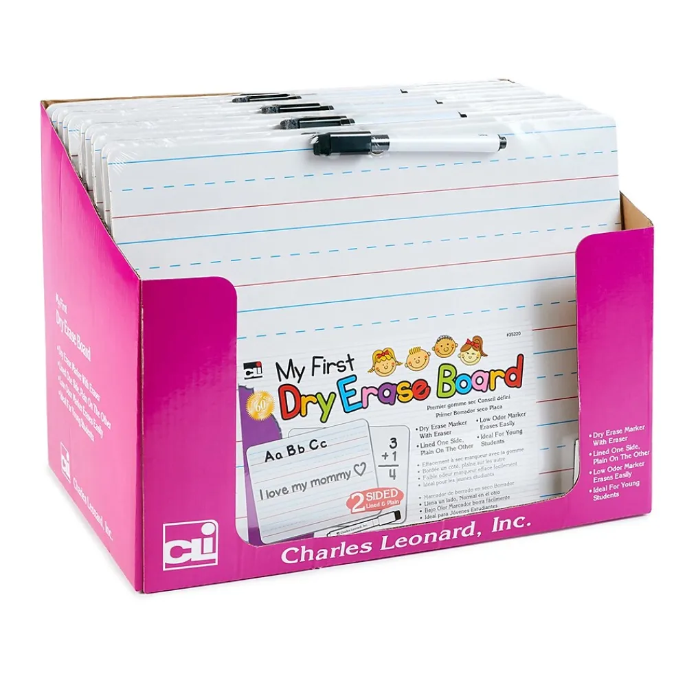 Dry Erase*Charles Leonard My 1st Lap Board 2-Sided Melamine Mobile Dry-Erase Whiteboard, 9" x 12", 12/Pk (CHL35220ST)