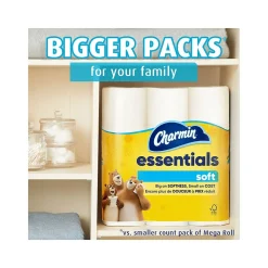 Essentials Soft Mega Toilet Paper, 2-Ply, White, 330 Sheets/Roll, 9 Rolls/Pack, 4 Packs/Carton (04536)<Charmin Sale