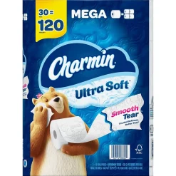 Ultra Soft Mega Toilet Paper, 2-Ply, White, 224 Sheets/Roll, 30 Rolls/Pack (01537)<Charmin