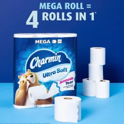 Ultra Soft Mega Toilet Paper, 2-Ply, White, 224 Sheets/Roll, 30 Rolls/Pack (01537)<Charmin
