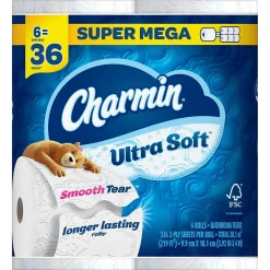 Ultra Soft Super Mega Toilet Paper, 2-Ply, White, 336 Sheets/Roll, 6 Rolls/Pack (08467)<Charmin Sale