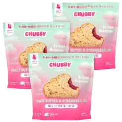 Chubby Snacks Peanut Butter & Strawberry Jam Sandwich, 10.6 oz, 12/Pack (600-04135)