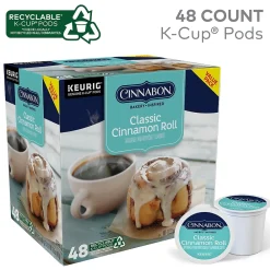 Cinnabon ® Classic Cinnamon Roll Coffee, Keurig® K-Cup® Pods, Light Roast, 48/Box (373156)