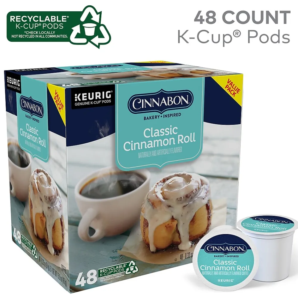 Cinnabon ® Classic Cinnamon Roll Coffee, Keurig® K-Cup® Pods, Light Roast, 48/Box (373156)