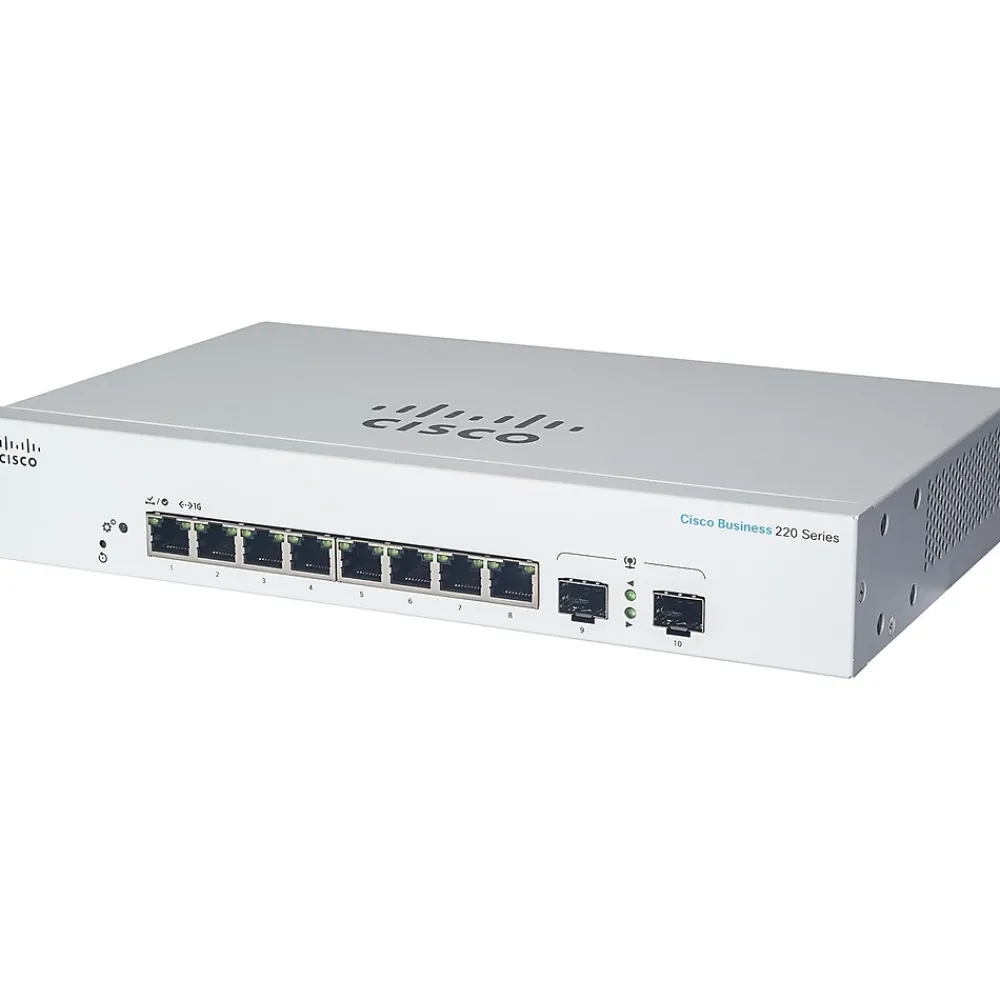 Cisco 220 8-Port Gigabit Ethernet Managed Switch, Silver (CBS2208FPE2GNA)