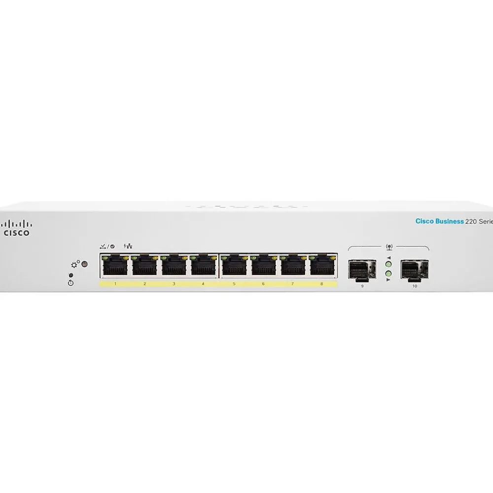 Cisco 220 8-Port Gigabit Ethernet Managed Switch, Silver (CBS2208FPE2GNA)
