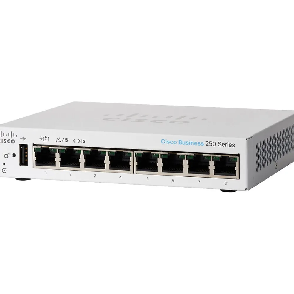 New Cisco 250 8-Port Gigabit Ethernet Managed Switch, Silver (CBS2508TDNA)