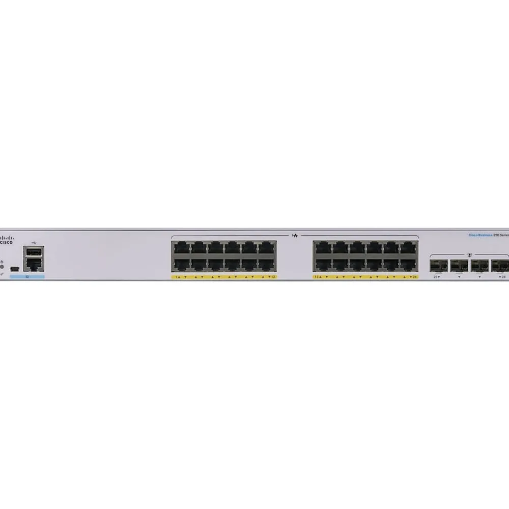 Discount Cisco 250 24-Port Gigabit Ethernet Managed Switch, Silver (CBS25024P4GNA)