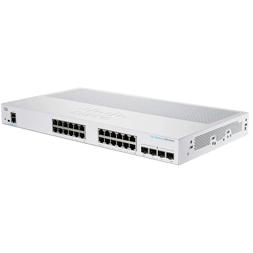 Hot Cisco 250 24-Port Gigabit Ethernet Managed Switch, Silver (CBS25024P4XNA)