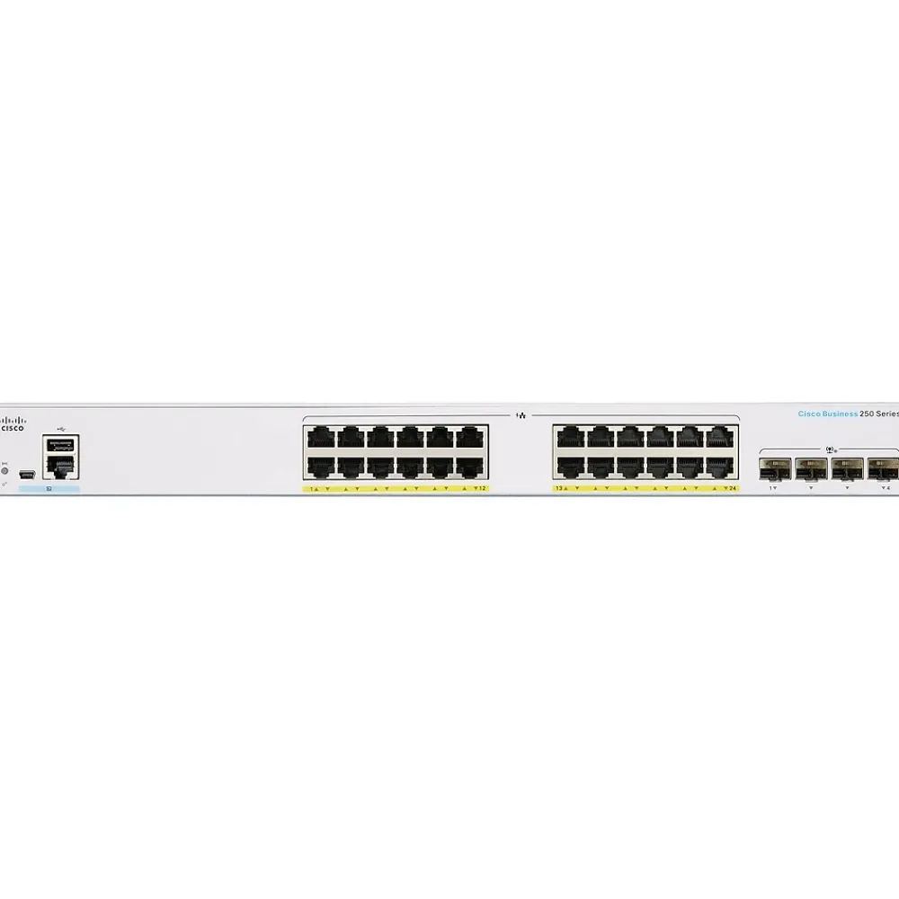 Hot Cisco 250 24-Port Gigabit Ethernet Managed Switch, Silver (CBS25024P4XNA)