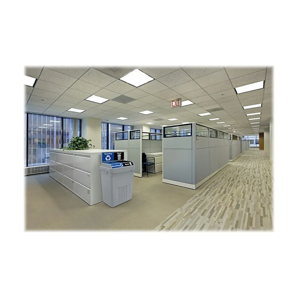 FlexE Plastic Trash & Recycling Bin Combo, 50 Gallon, Gray (FX50B-GY2-R-BE-W-BK)<CleanRiver New