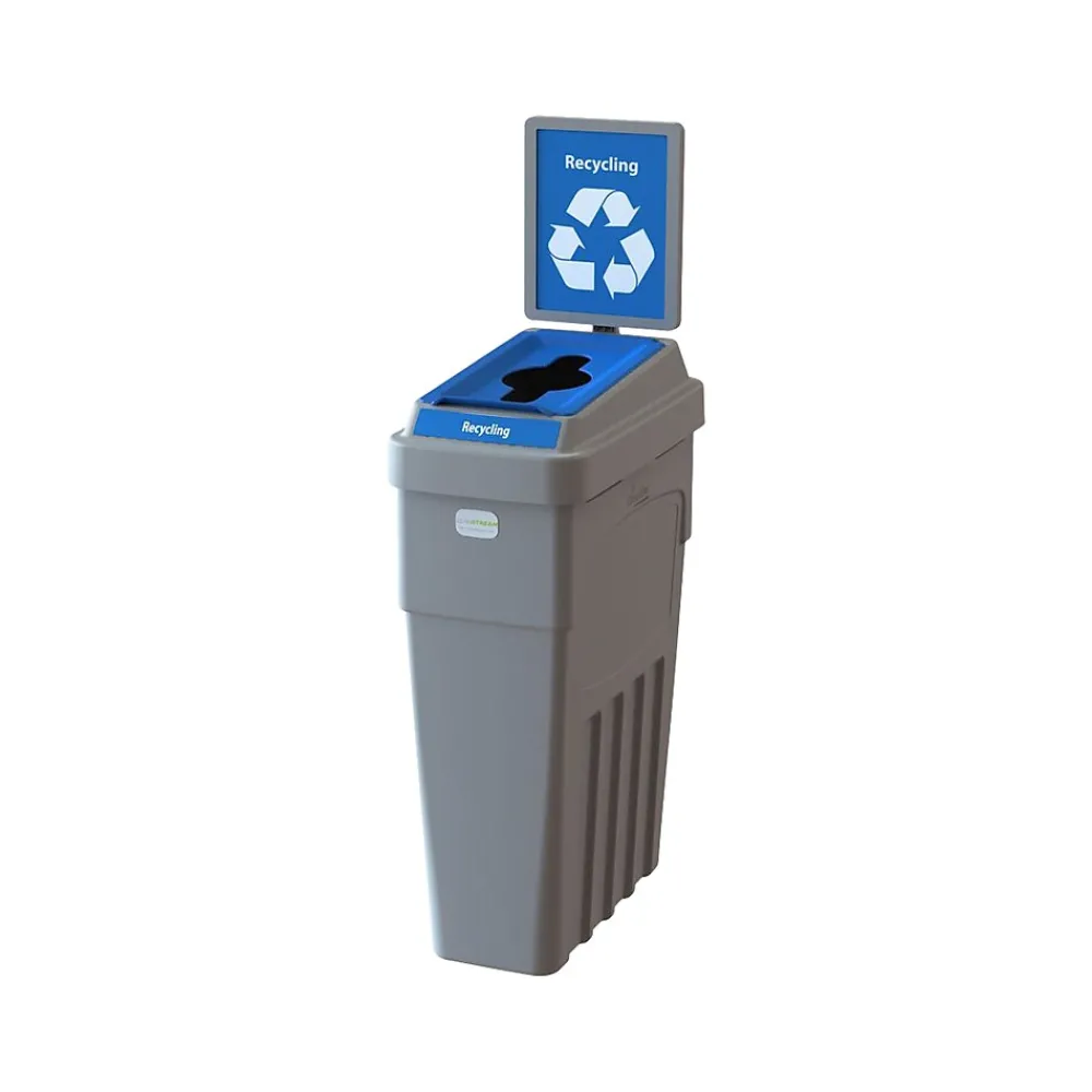 LeanStream Plastic Single-Stream Recycling Station, 23 Gallon, Gray (LS1B-005)<CleanRiver Hot