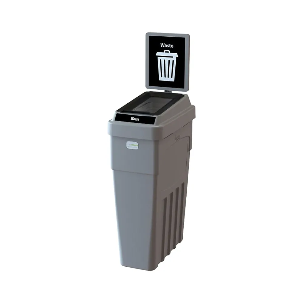 LeanStream Plastic Trash Can, 23 Gallon, Gray (LS1B-002)<CleanRiver Clearance