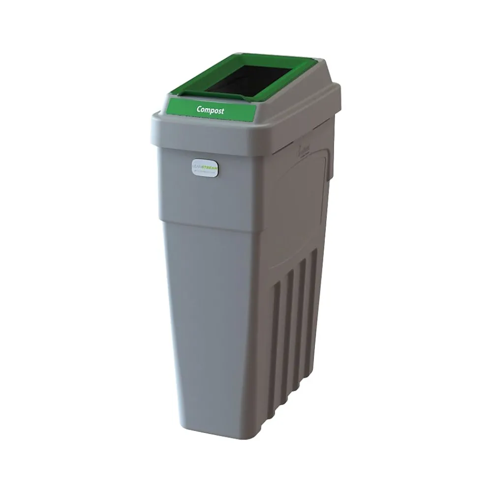 LeanStream Plastic Single-Stream Recycling Station, 23 Gallon, Gray (LS1-011)<CleanRiver Best