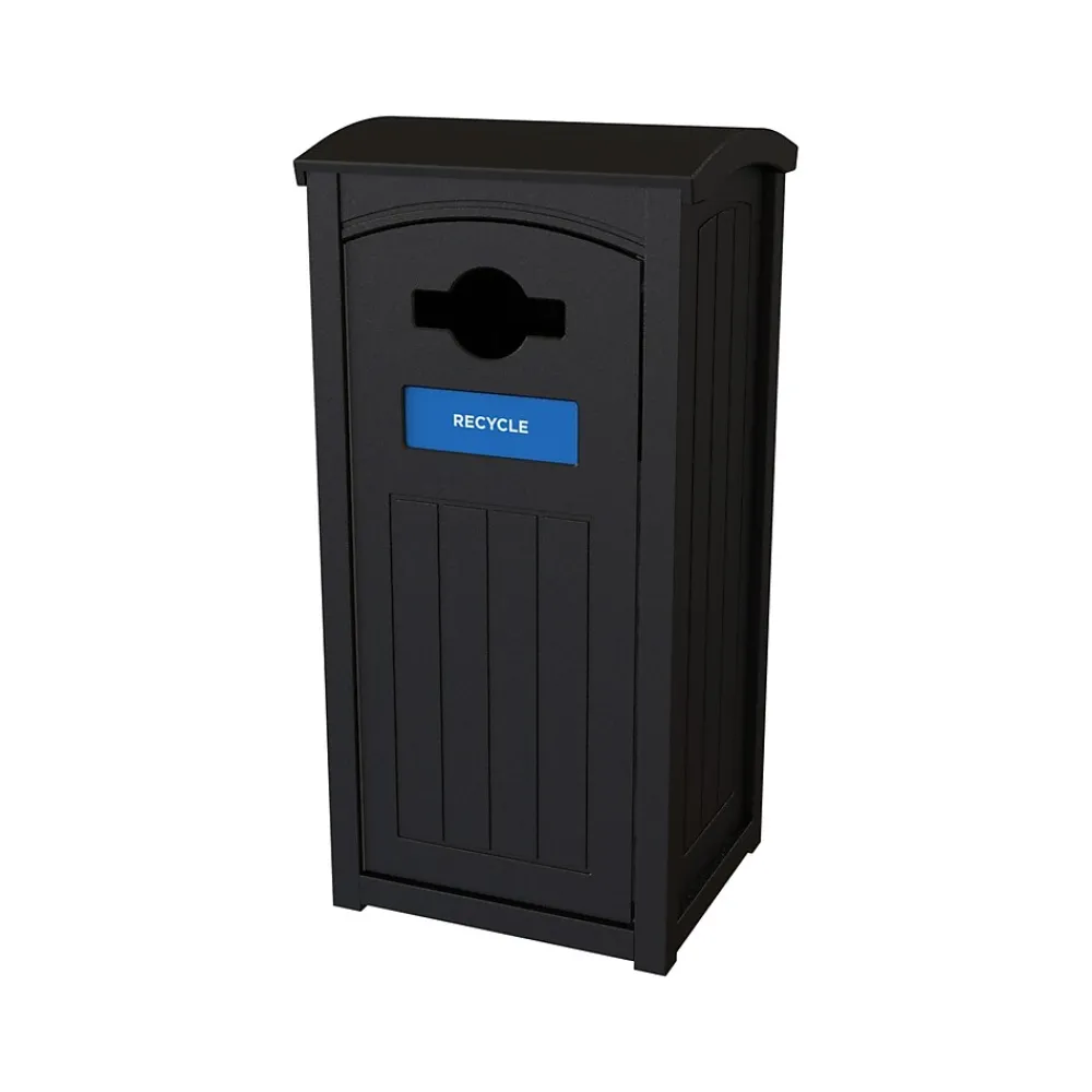 PD Plastic Outdoor Recycling Bin, 35 Gallon, Black (XD35-1-R-BK)<CleanRiver Discount