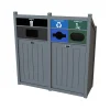 PTZ Three-Stream Recycling Station, 72 Gallon, Gray (TXZ72-3-WRC-GY)<CleanRiver Online