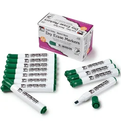 Markers|CLI Dry Erase Markers, Chisel Tip, Green, 12/Pack, 3 Packs (CHL47925-3)