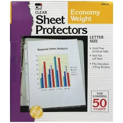 Sheet Protectors|CLI Economy Sheet Protector, 8.5" x 11", Clear, 50/Box, 5 Boxes (CHL48145-5)