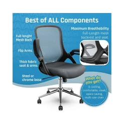 Ergonomic Chairs*Click365 Ergonomic Fabric/Mesh Swivel Task Chair, (CCHR10003B) Gray