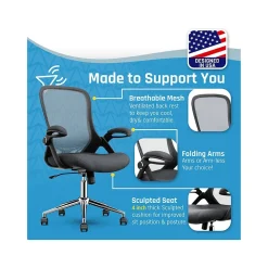 Ergonomic Chairs*Click365 Ergonomic Fabric/Mesh Swivel Task Chair, (CCHR10003B) Gray