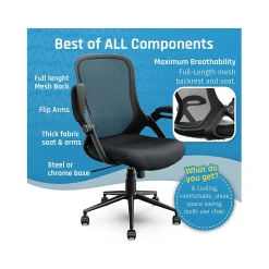 Ergonomic Chairs*Click365 Ergonomic Fabric/Mesh Swivel Task Chair, (CCHR10003A) Black