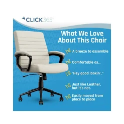 Ergonomic Chairs*Click365 Transform 3.0 Ergonomic Vegan Leather Swivel Desk Chair, (CCHR10008C) White