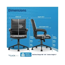 Ergonomic Chairs*Click365 Transform 3.0 Ergonomic Bonded Leather Swivel Desk Chair, (CCHR10008B) Black