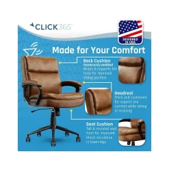 Ergonomic Chairs*Click365 Transform 2.0 Ergonomic Bonded Leather Swivel Desk Chair, (CCHR10007A) Cognac