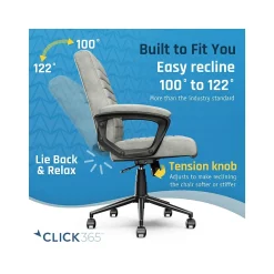 Ergonomic Chairs*Click365 Transform 3.0 Ergonomic Vegan Leather Swivel Desk Chair, (CCHR10008D) Gray