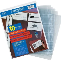 Sheet Protectors|C-Line Business Card Refill Pages, Clear, 20 Cards/Page, 11" x 8 1/2", 10/Pk