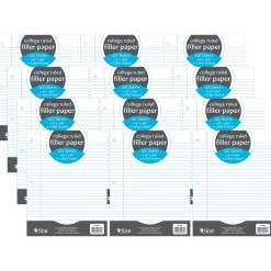 Filler Paper|C-Line College Ruled Filler Paper, 8" x 10.5", 3-Hole Punched, 100 Sheets/Pack, 12/Bundle (CLI22031-12)